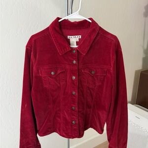 Ami Deep Red Corduroy Jean Jacket